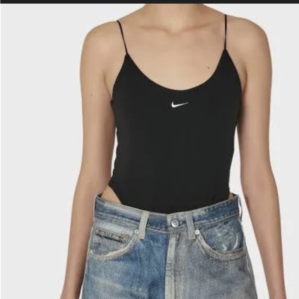 Nike Black Knit Cami Bodysuit with White Swoosh